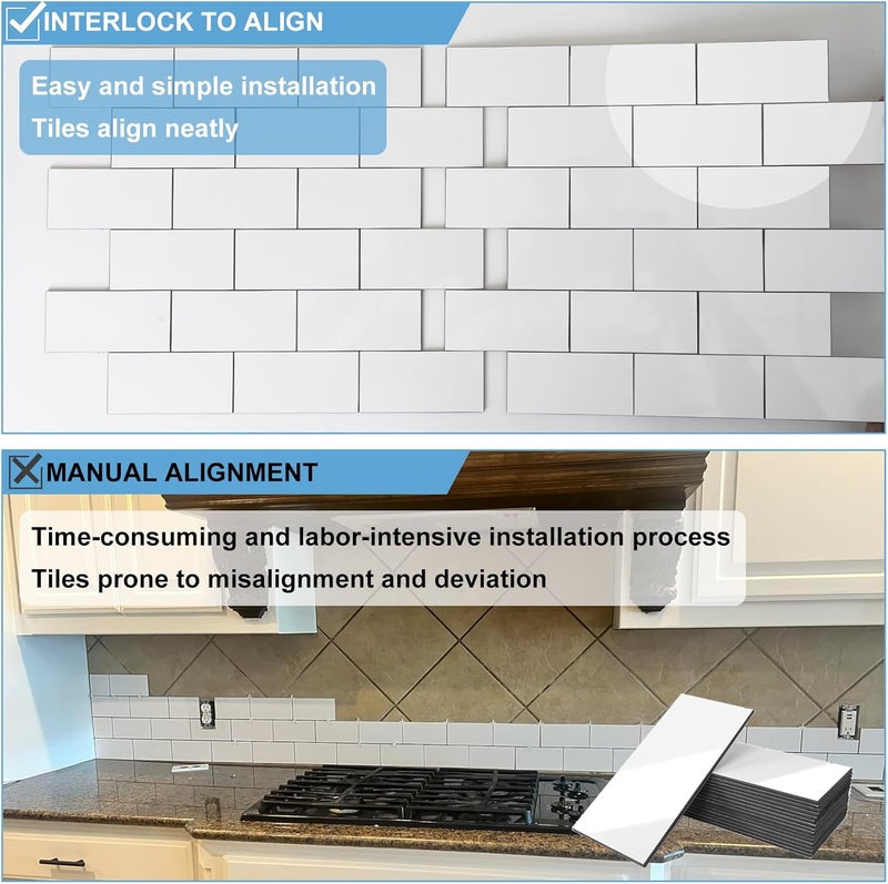 Reovatile 2026 New Upgrade Peel and Stick Backsplash, 11.8"X11.8" PVC Backsplash Tile, Peel and Stick Tile for Kitchen, Bathroom, Fireplace, Laundry in Polished Marble White, 10-Pack - Image 5